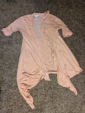 Soft Peach Fairycore Open-Front Cardigan
